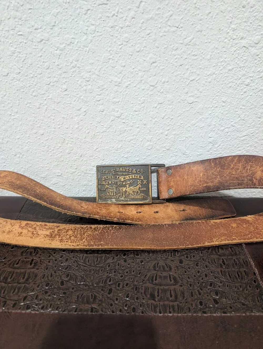 Vintage Levi Strauss & Co. Leather Belt Brass Buckle Made in USA